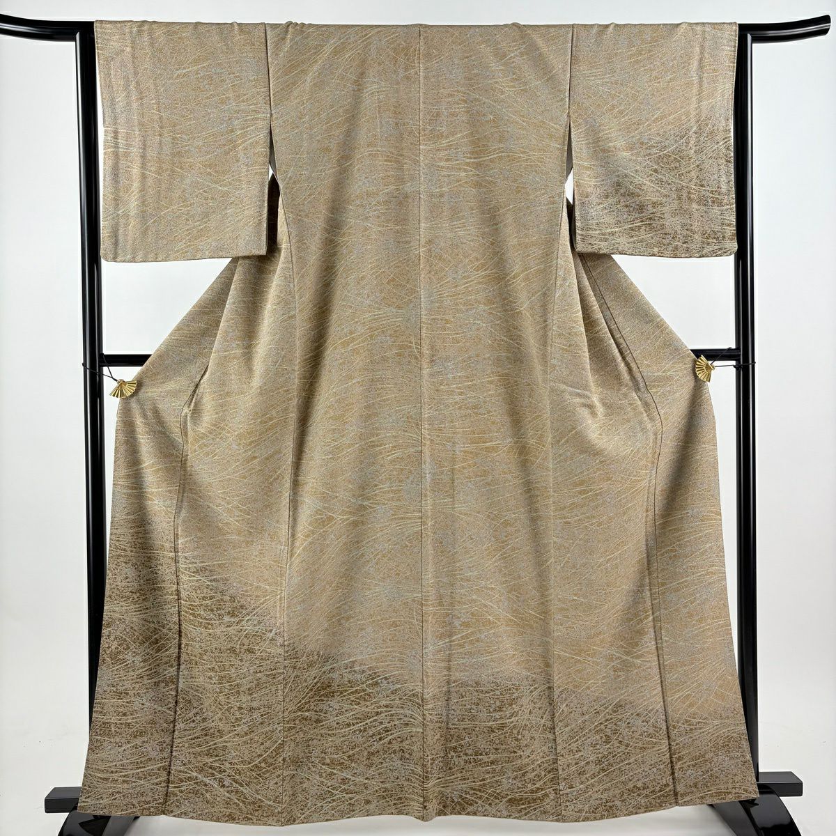 【美品】 付下 身長163cm 袖長64cm M 雙層 幾何圖案 染分 薄茶 純蠶絲 秀品級