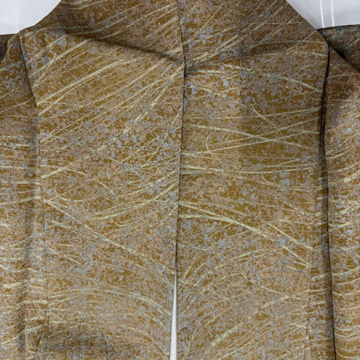 【美品】 付下 身長163cm 袖長64cm M 雙層 幾何圖案 染分 薄茶 純蠶絲 秀品級