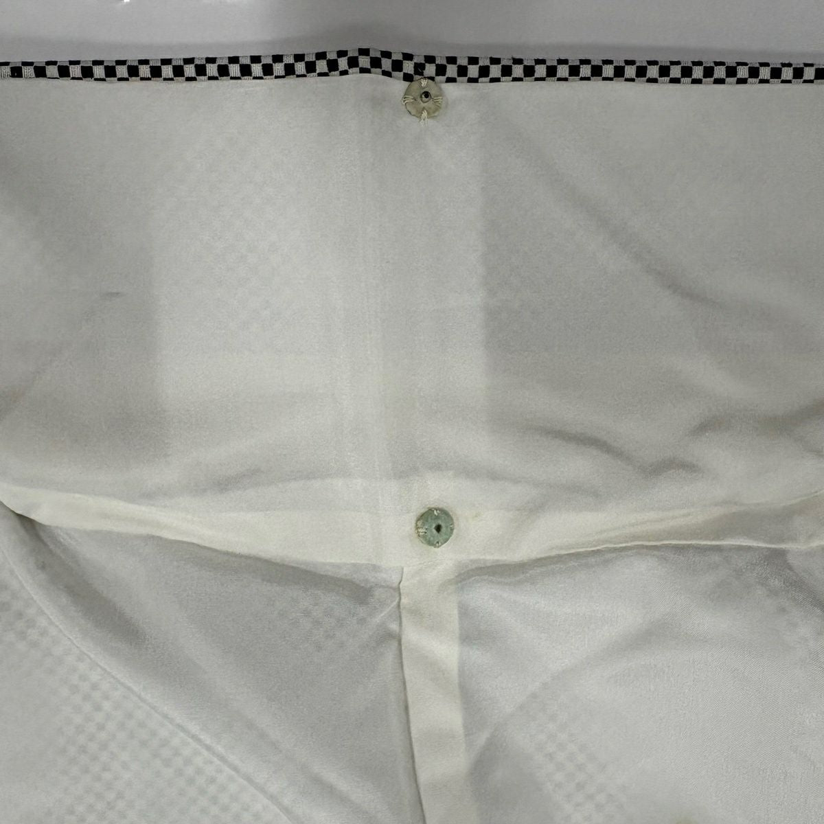 【美品】 小紋 身長163cm 袖長65cm M 雙層 紬織織 證書あり 市松樹紋 灰白 純蠶絲 秀品級