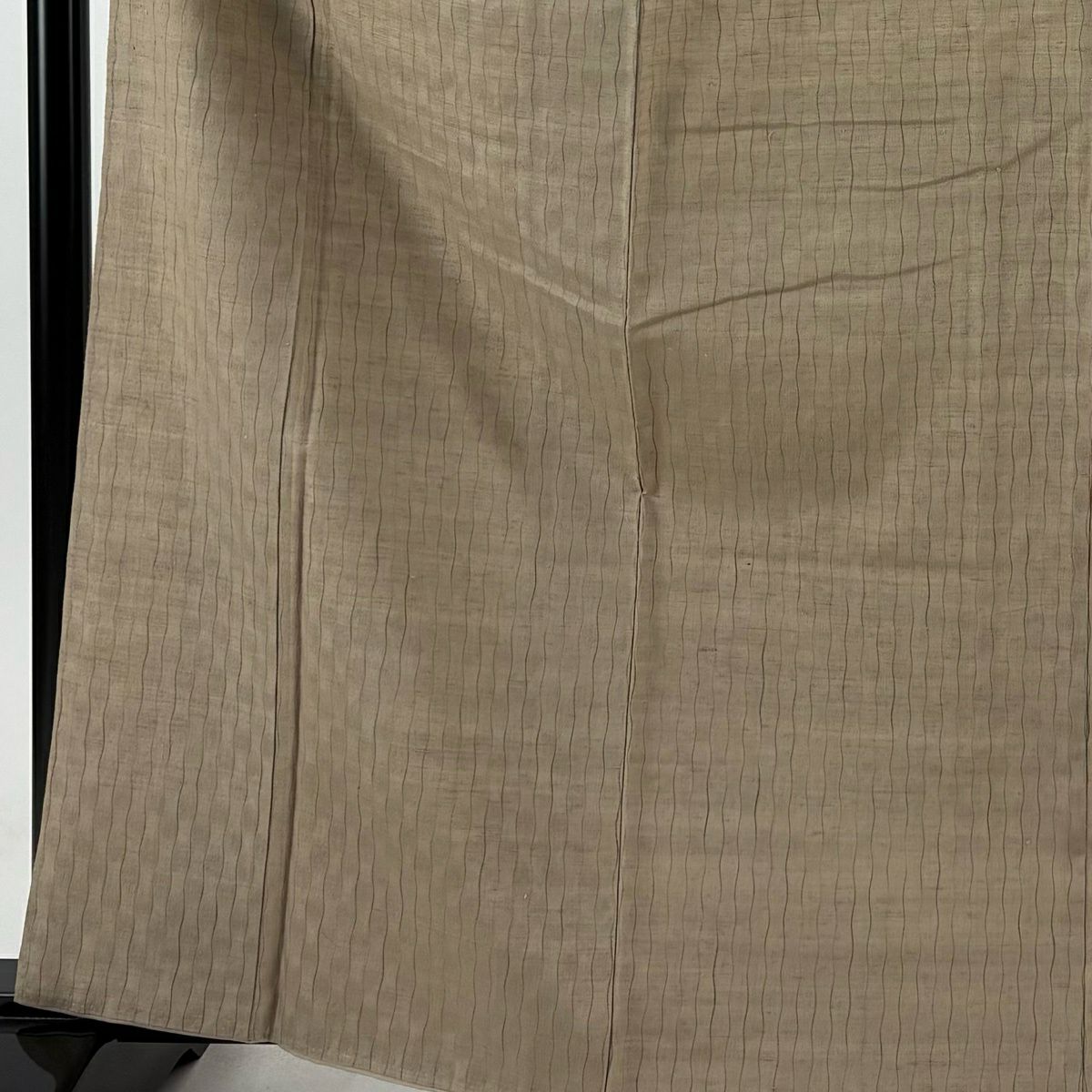 【美品】 紬織 身長163.5cm 袖長64cm M 雙層 よろけ縞 灰茶 純蠶絲 秀品級