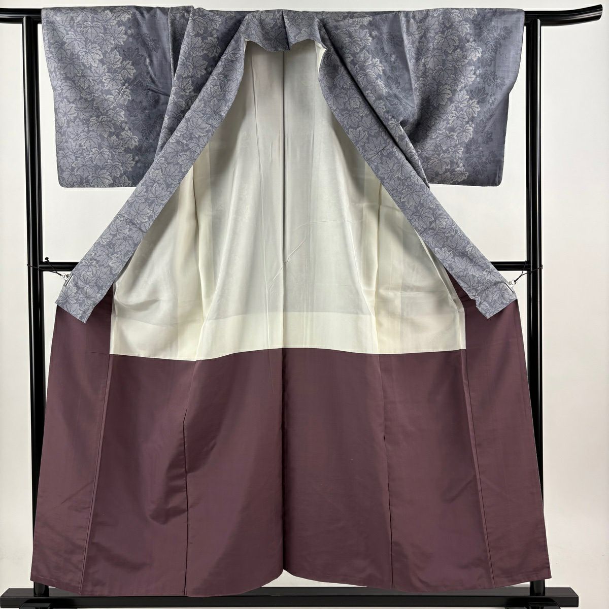 紬織 身長156cm 袖長63cm S 雙層 葡萄 灰紫 純蠶絲 秀品級