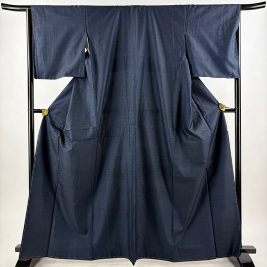 【美品】 紬織織 身長165.5cm 袖長65.5cm M 雙層 套裝 龜甲絣 深藍 純蠶絲 優品級