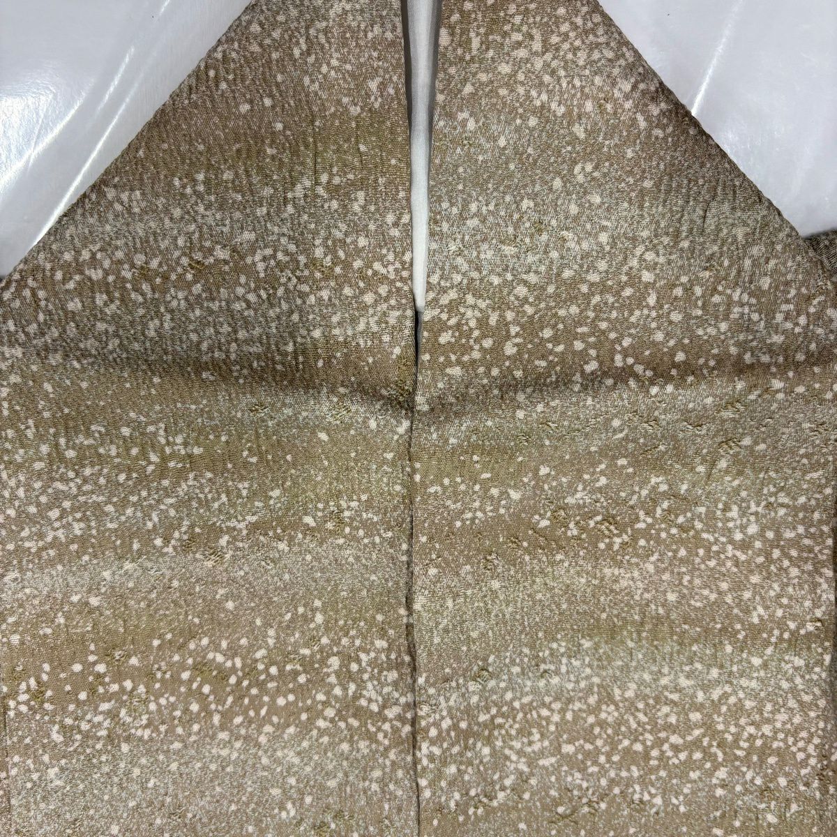 【美品】 付下 身長156cm 袖長61.5cm S 雙層 地紋 霞 漸層 灰茶 純蠶絲 優品級