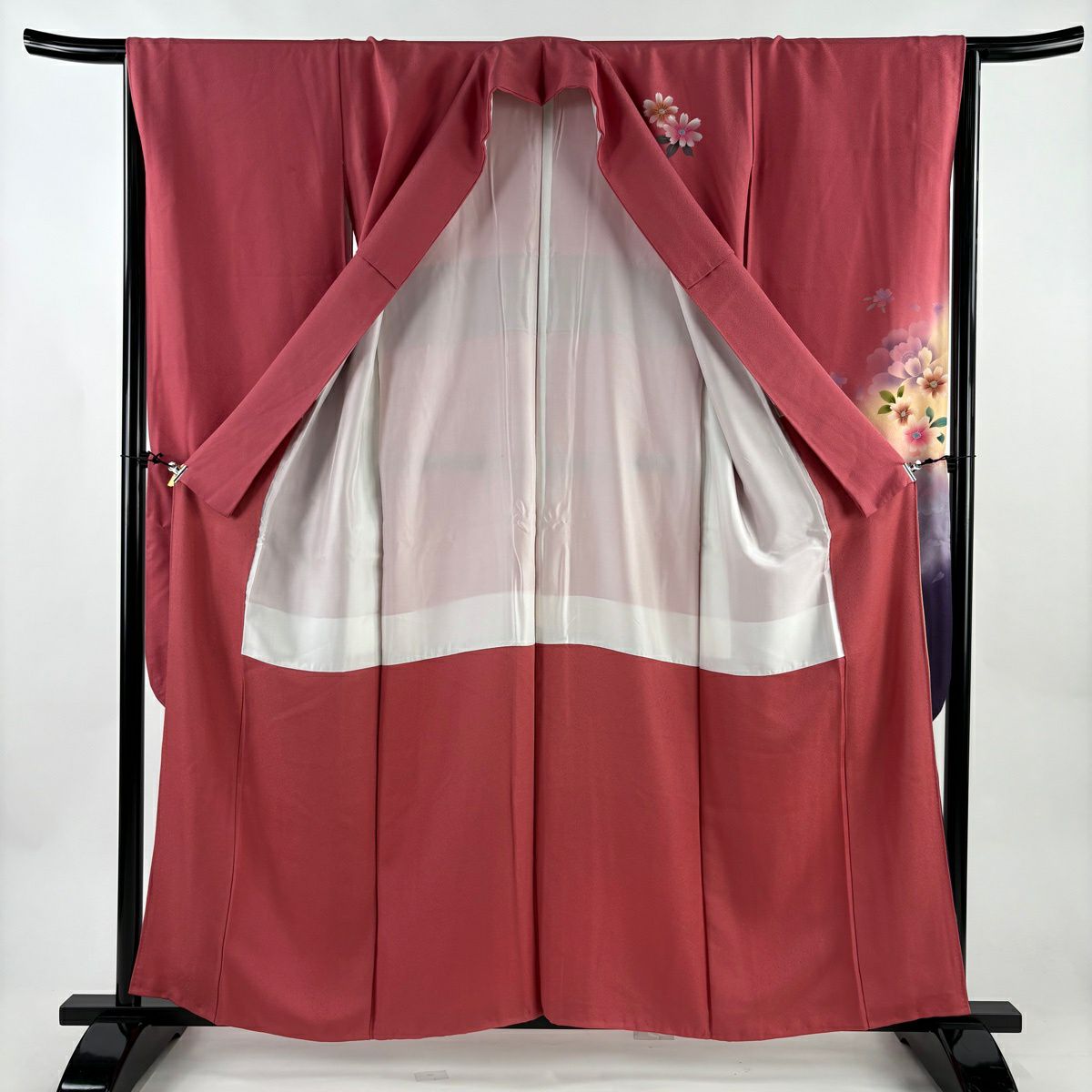 振袖禮服 身長158.5cm 袖長66.5cm M 雙層 花 牡丹 刺繡 金糸 粉紅 純蠶絲 秀品級