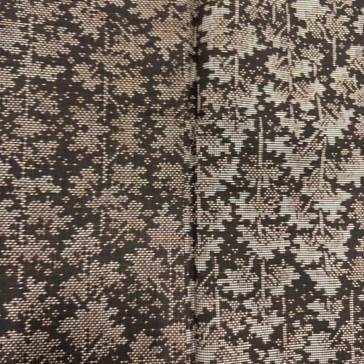 【美品】 大島紬織 身長154cm 袖長68.5cm L 雙層 純泥染 證書附帶 樹木 焦茶 純蠶絲 優品級