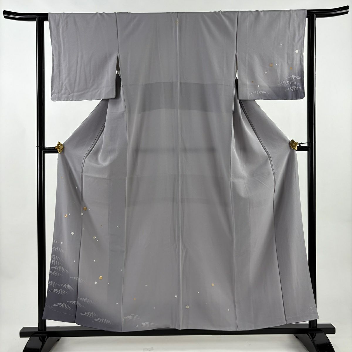 付下 身長156.5cm 袖長62cm S 雙層 波 潑水 金銀彩 灰紫 純蠶絲 優品級 一個紋