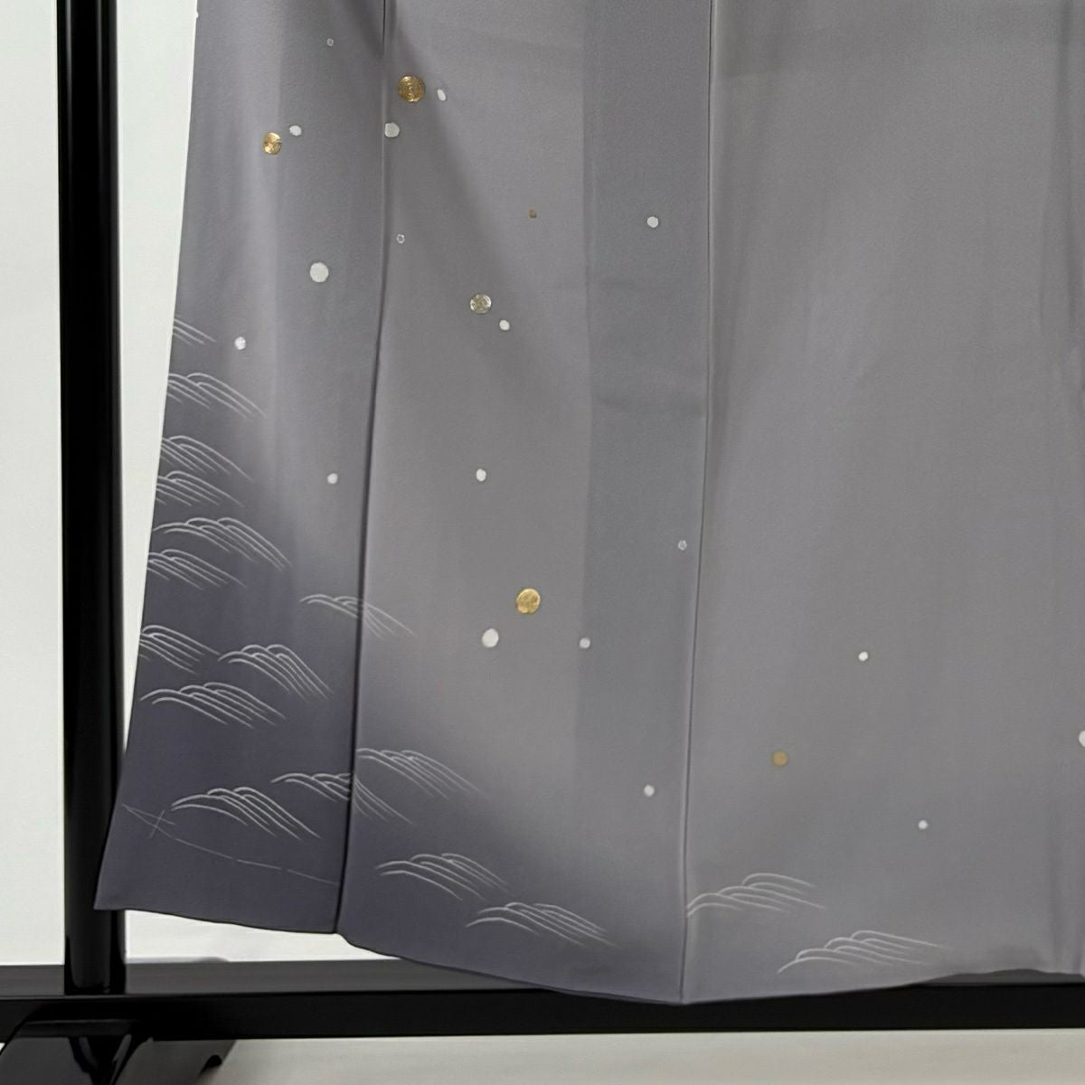 付下 身長156.5cm 袖長62cm S 雙層 波 潑水 金銀彩 灰紫 純蠶絲 優品級 一個紋