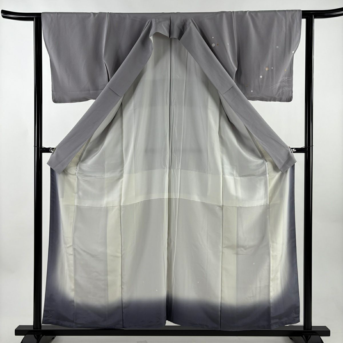 付下 身長156.5cm 袖長62cm S 雙層 波 潑水 金銀彩 灰紫 純蠶絲 優品級 一個紋
