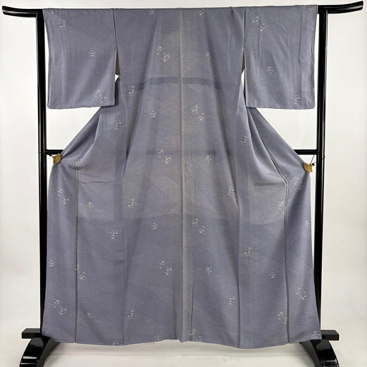 小紋 身長162.5cm 袖長64cm M 雙層 貝桶 小花 淡紫 純蠶絲 秀品級
