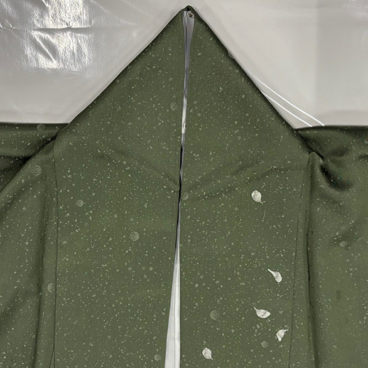 付下 身長166cm 袖長65cm M 雙層 流水 花瓣 金金箔 艾草 經典純蠶絲 優品級