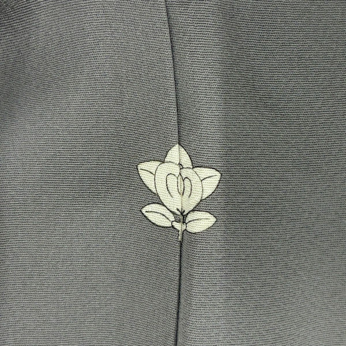 付下 身長154cm 袖長63cm S 雙層 落款 草花紋紋 灰色 純蠶絲 秀品級 一つ紋