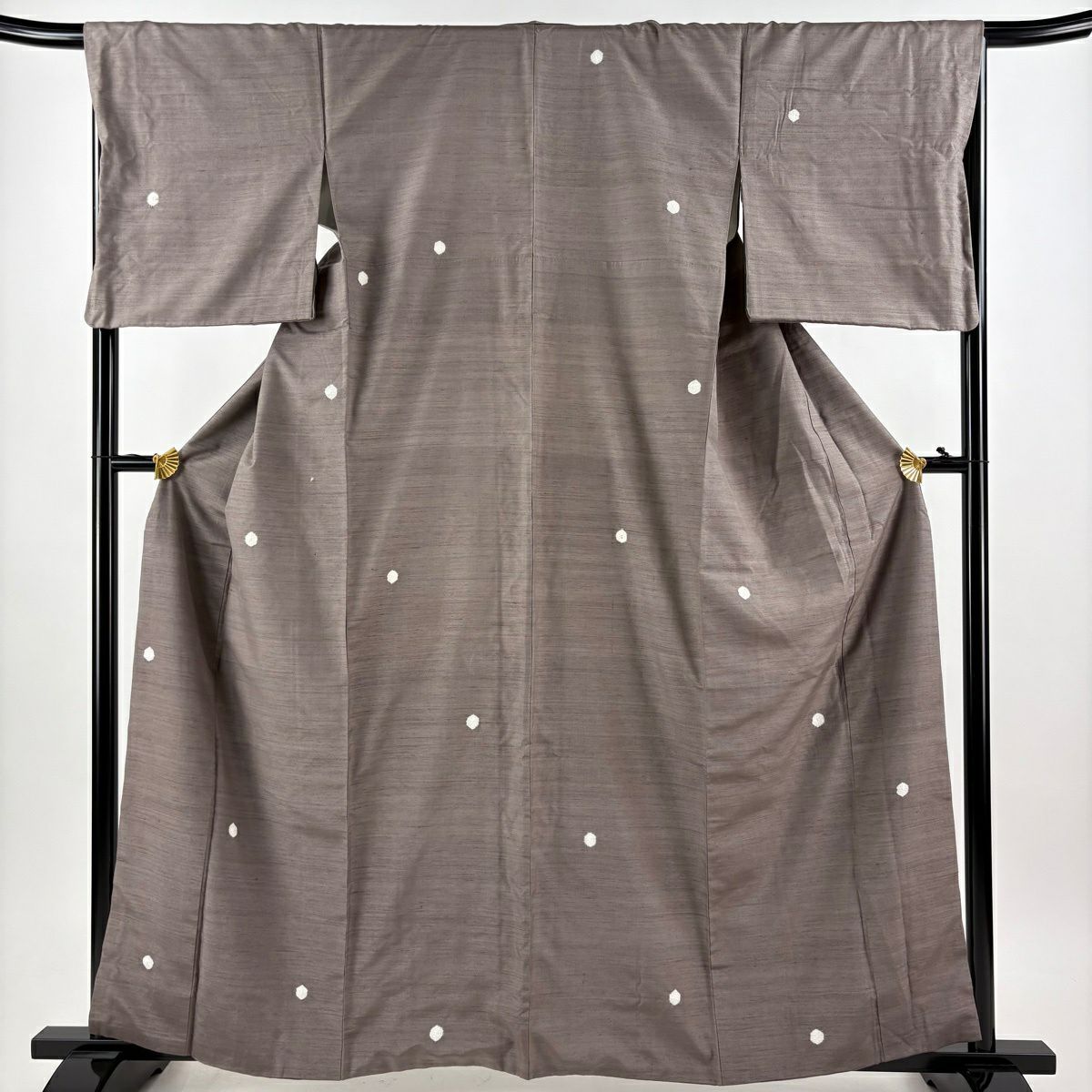 【美品】小紋 身長161.5cm 袖長67.5cm L 雙層 紬織織 螢光漸變 絞染 茶紫 純蠶絲 優品級