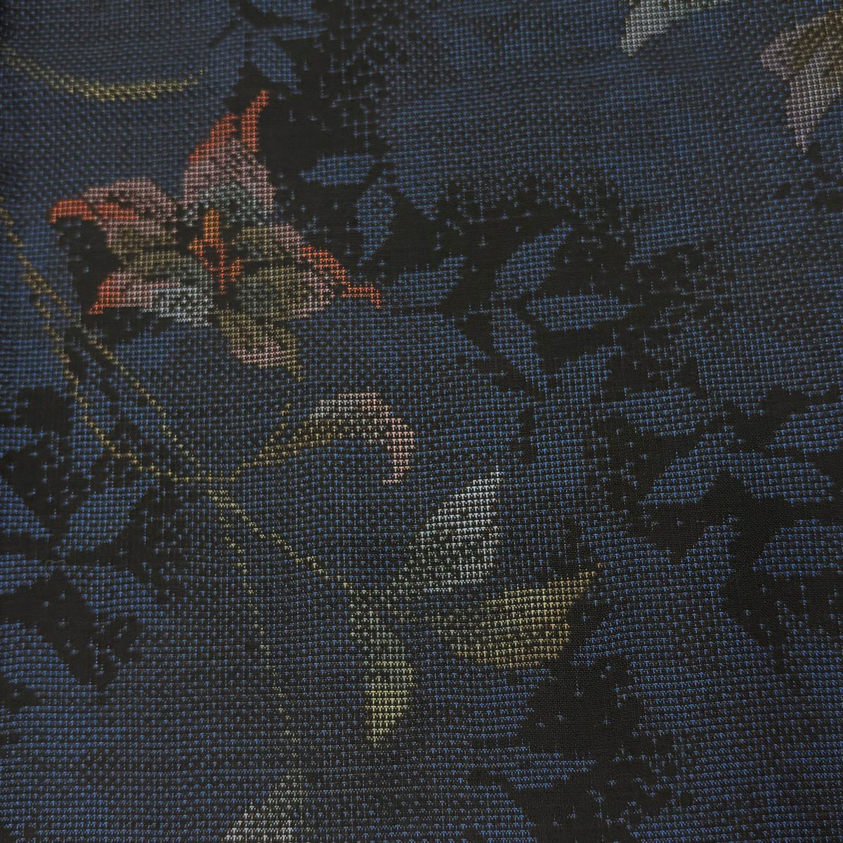 【美品】 大島織 身長163cm 袖長65cm M 雙層 純泥染 證書附帶 草花紋紋 輪廓 深藍 純蠶絲 優品級