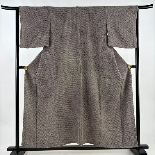 小紋 身長156.5cm 袖長64.5cm M 雙層 幾何學圖案 全絞染 茶 純蠶絲 優品級