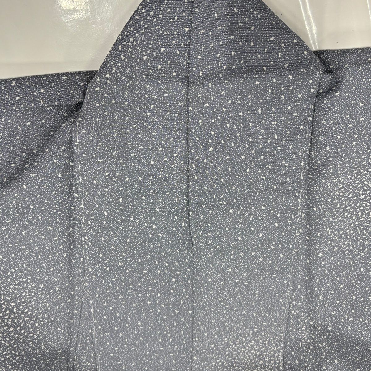 【美品】 付下 身長167cm 袖長67cm M 雙層 雪輪 草花紋紋 染分 淡藍灰色 純蠶絲 秀品級