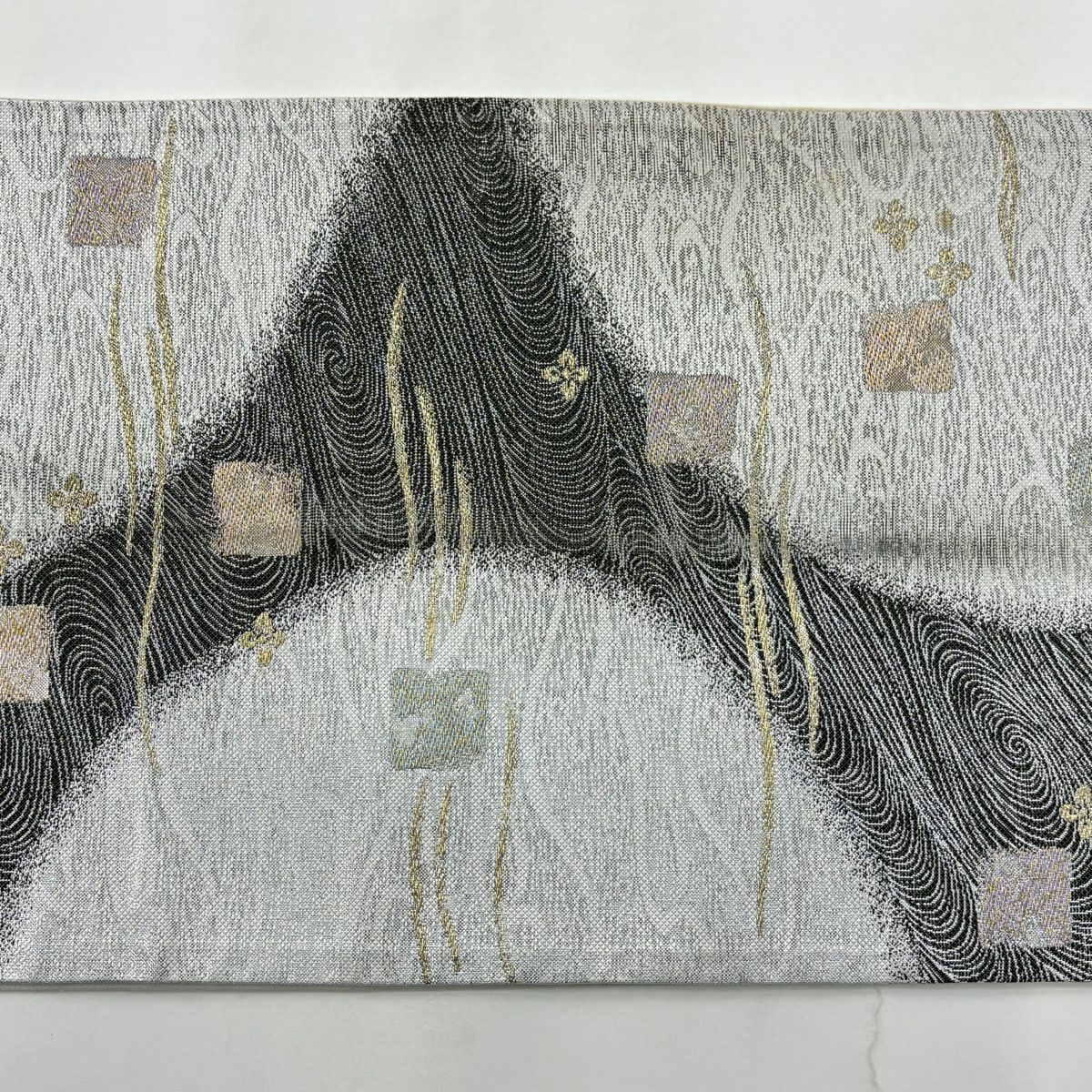 袋帶 秀品級 花 流水 金絲 金金箔 灰 深藍 六通 純蠶絲
