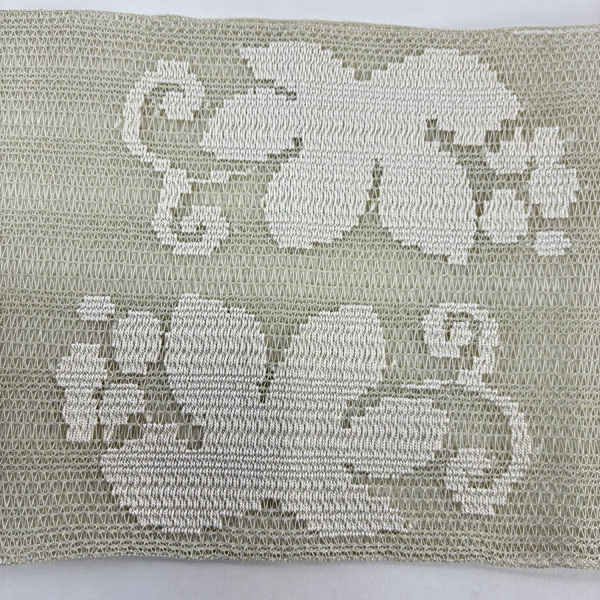 【美品】名古屋帶 秀品級 夏帶 松樹葉仕立 八寸名古屋帶 隧道仕立 葡萄 灰綠 純蠶絲