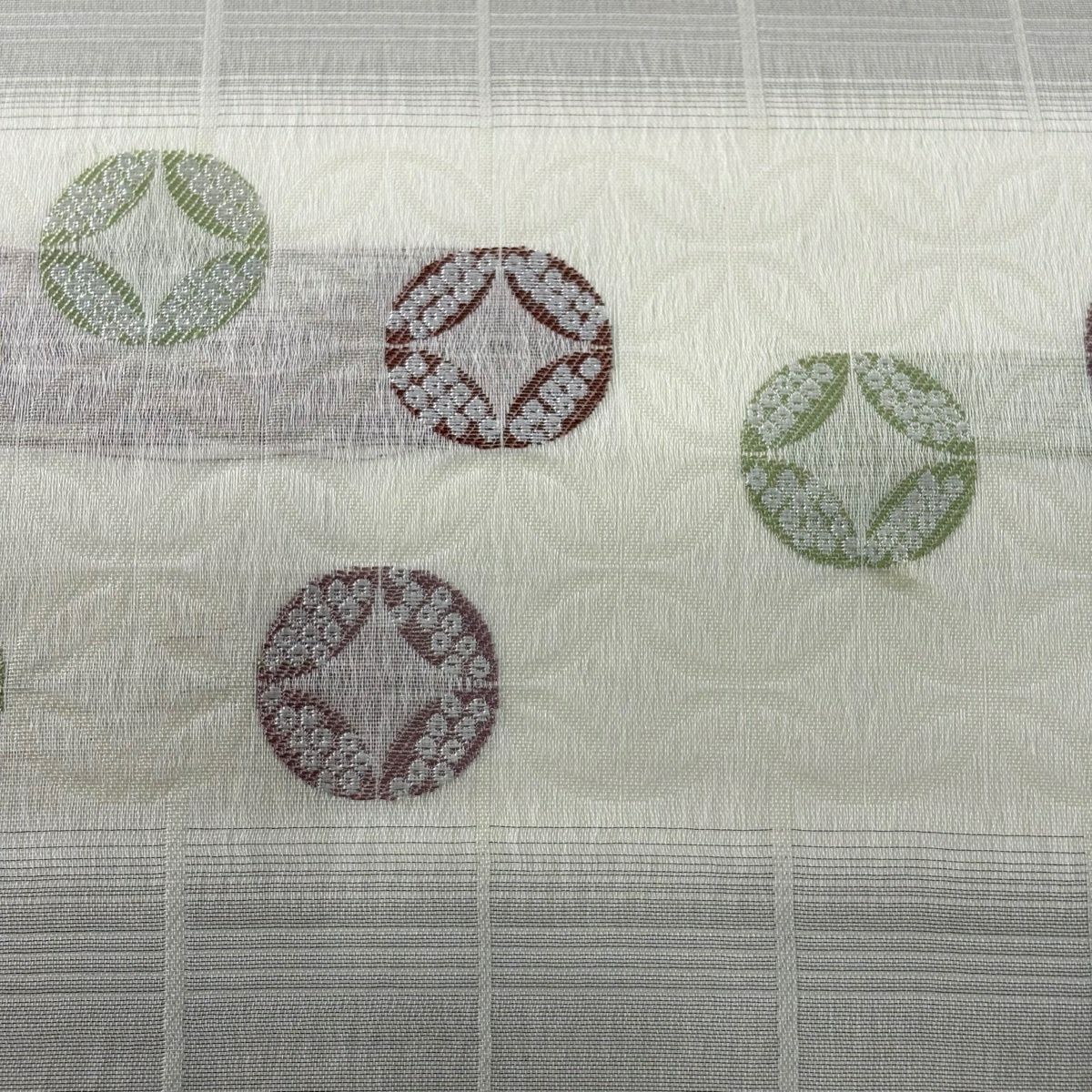 【美品】 袋帶 秀品級 證書齊全 夏帶 紗 七寶紋 格子 奶油色 六通 純蠶絲