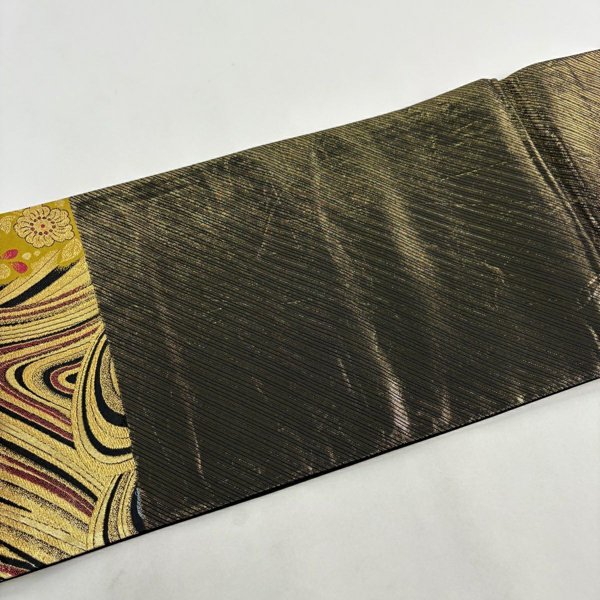 【美品】 袋帶 優品級 振袖禮服禮服用 櫻花 幾何學 金絲 金金箔 金 六通 純蠶絲