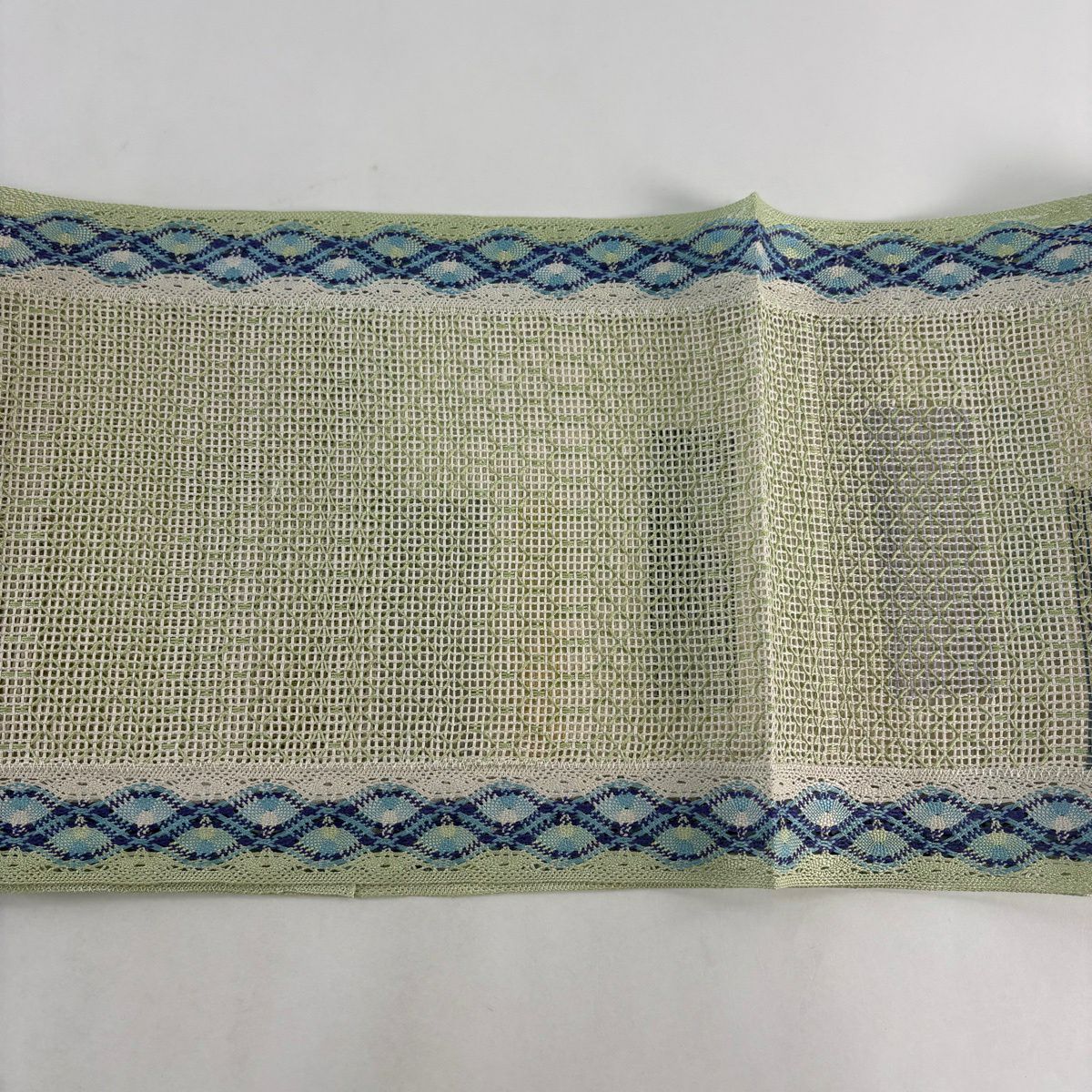 【美品】名古屋帶 秀品級 夏帶 羅 幾何學 薄綠 純蠶絲