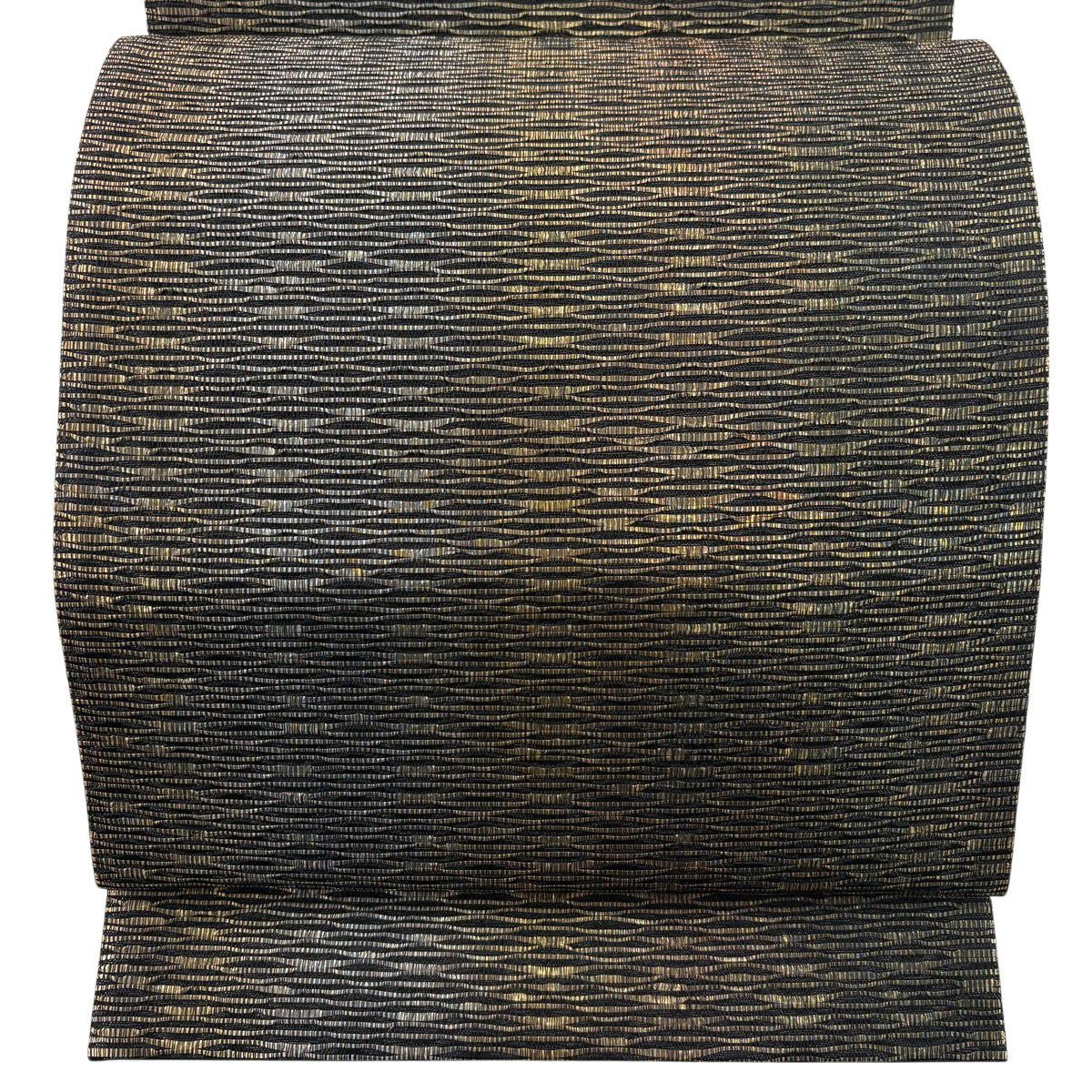 【美品】 袋帶 秀品級 幾何學 金金箔 金色 六通 純蠶絲