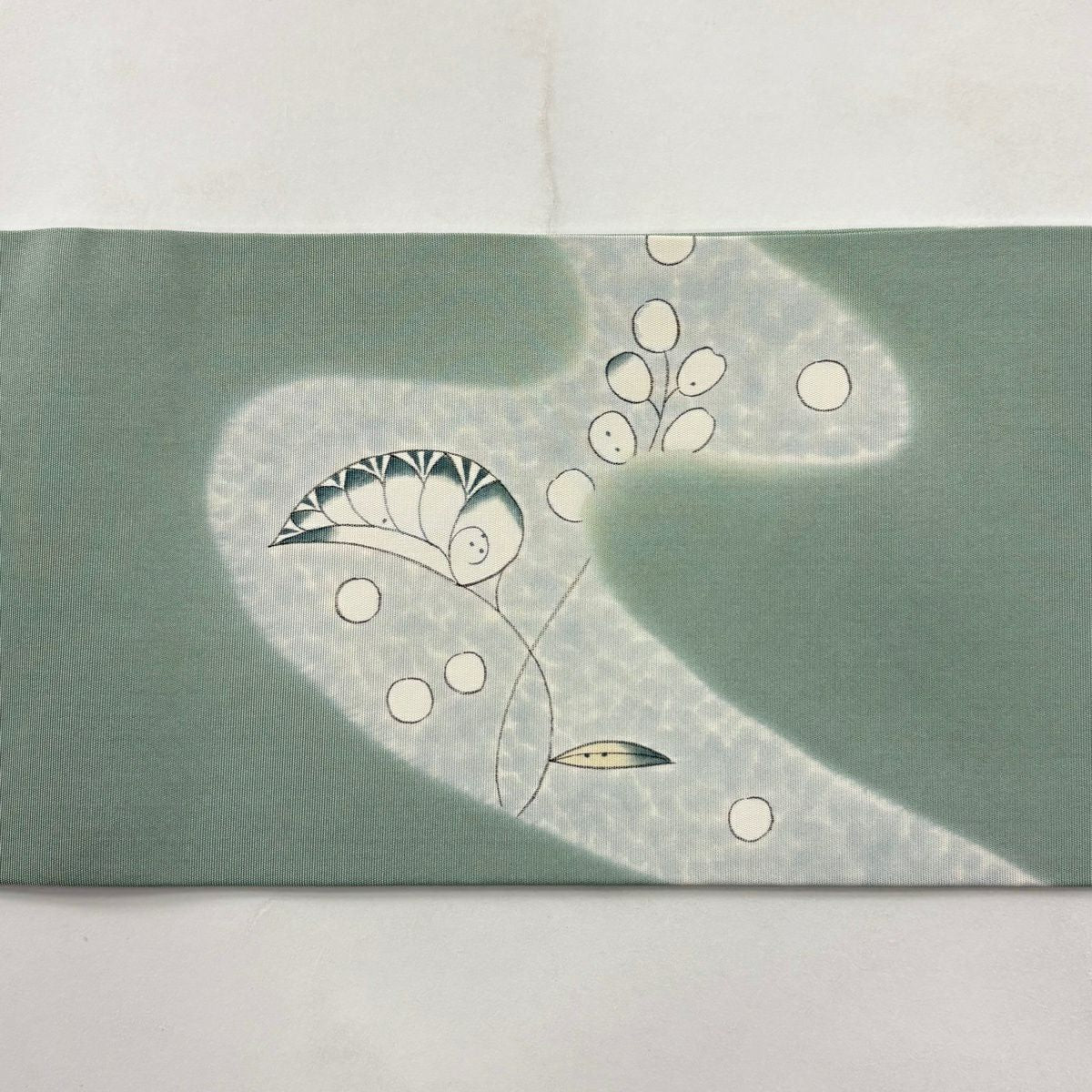 名古屋帶 秀品級 葵霞 金絲 漸變 灰綠 純蠶絲