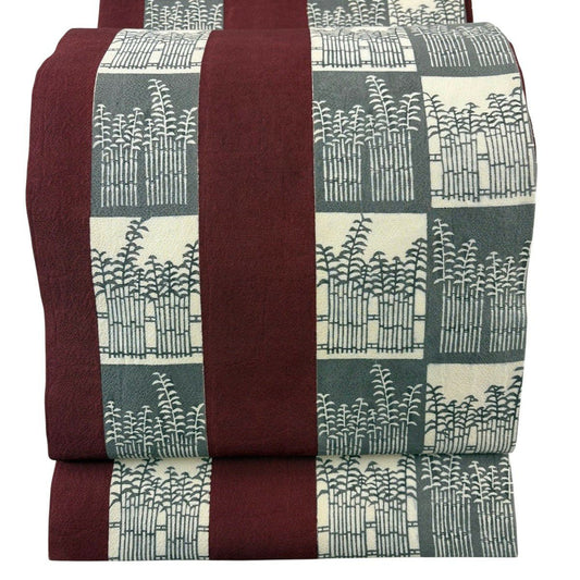 【美品】 開口名古屋帶 優品級 竹子 紅茶 純蠶絲