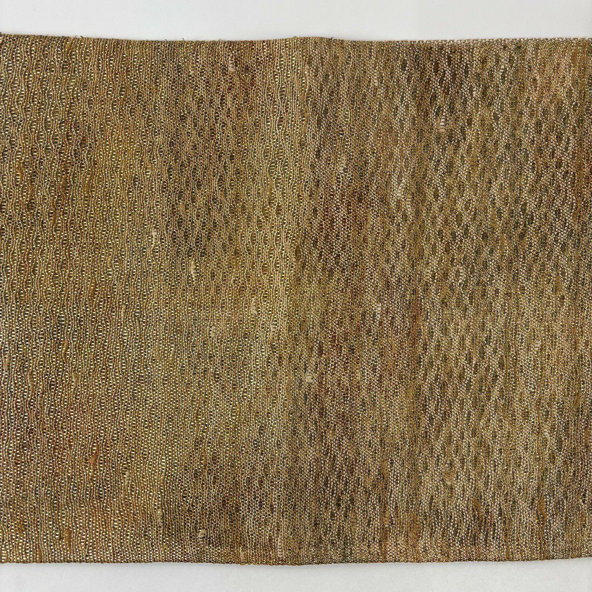 【美品】 袋帶 秀品級 霞 幾何學圖案 金絲 金色 大鼓圖案 純蠶絲
