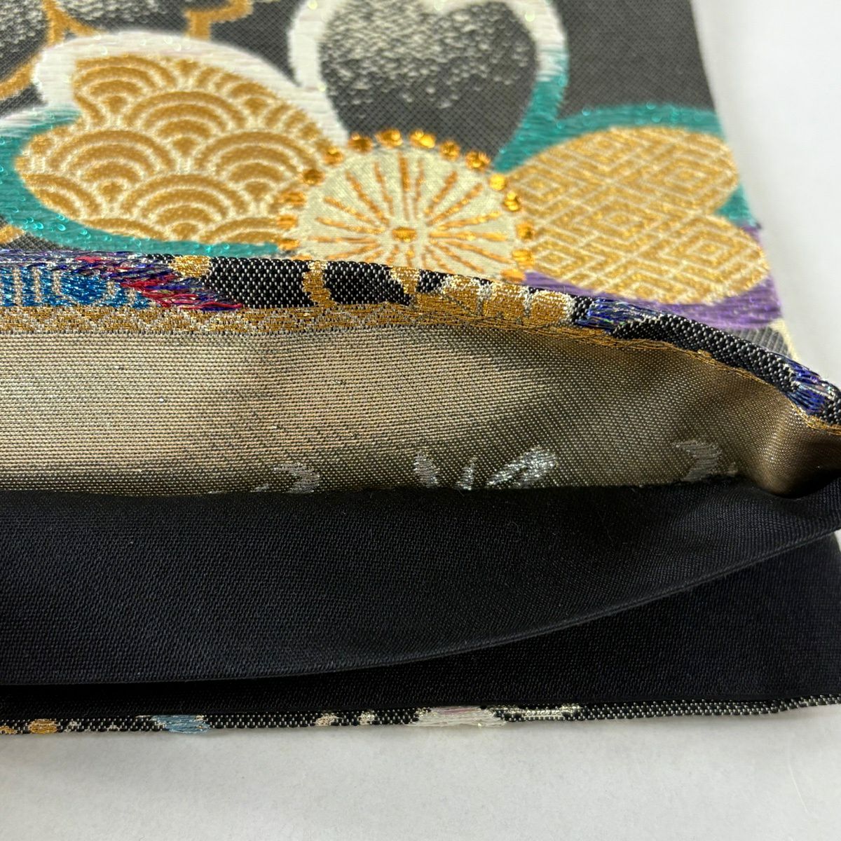 【美品】 袋帶 秀品級 櫻花 見世水 金銀線 金色 六通 純蠶絲