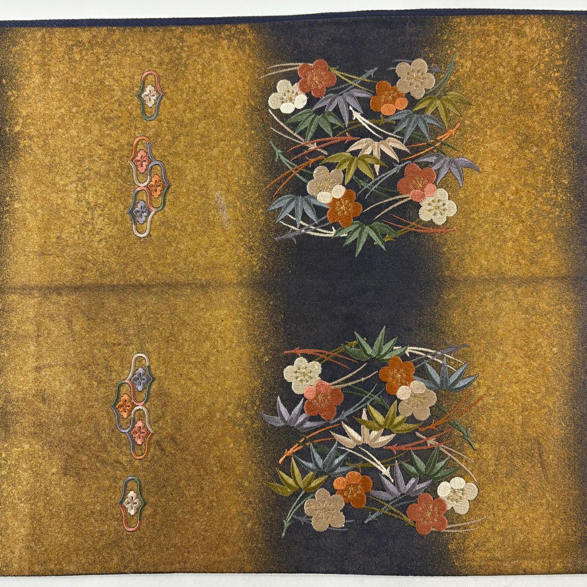 袋帶 秀品級 松樹竹子梅花 金絲 金銀彩 深紫 お太鼓圖案 純蠶絲