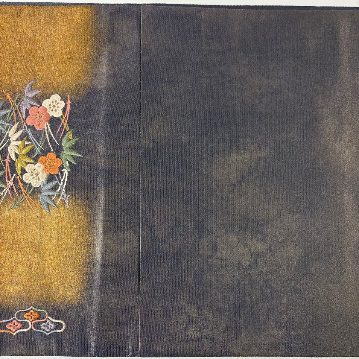 袋帶 秀品級 松樹竹子梅花 金絲 金銀彩 深紫 お太鼓圖案 純蠶絲