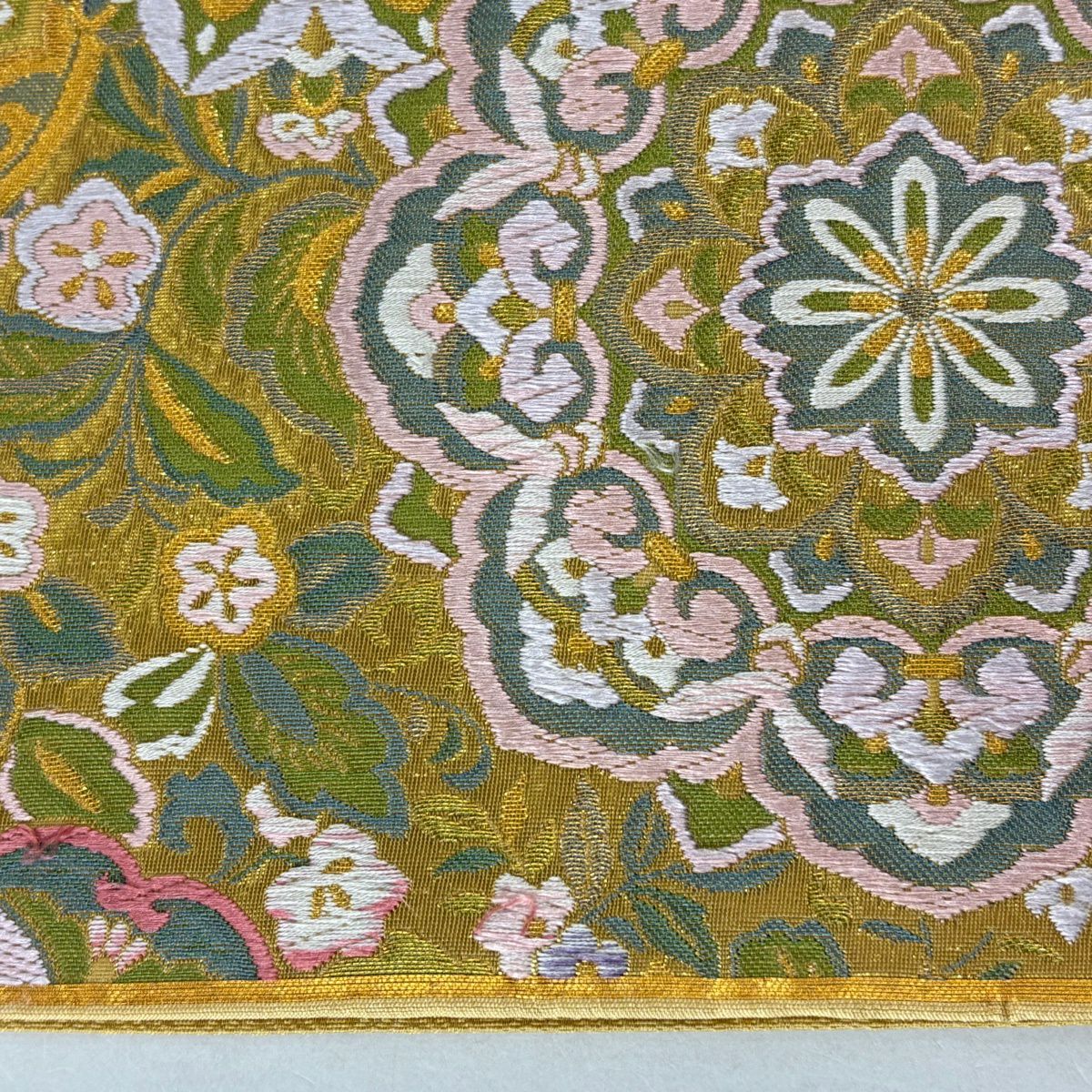 【美品】 袋帶 秀品級 向鳥 華紋 金絲 金金箔 金 六通 純蠶絲