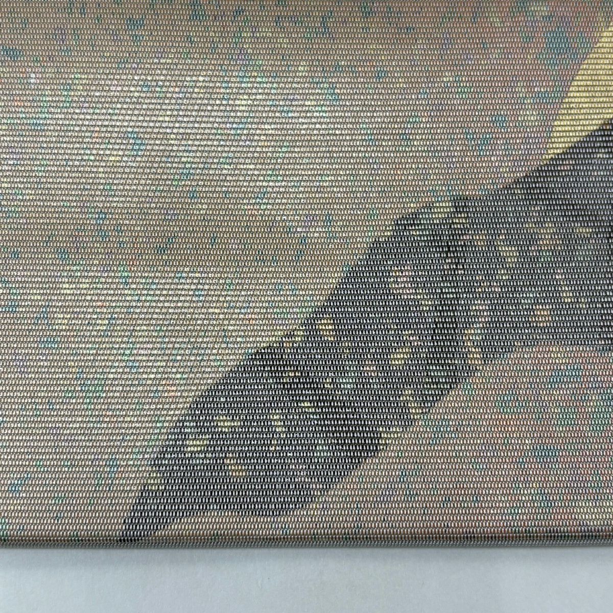 開口名古屋帶 優品級 幾何圖案 金銀彩 灰色 純蠶絲