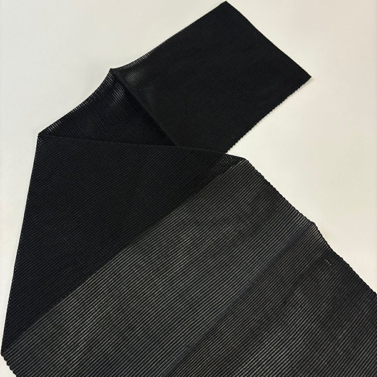 【美品】 名古屋帶 優品級 八寸名古屋帶 松樹葉仕立 夏帶 菱紋 縞紋 刺繡 黑 純蠶絲