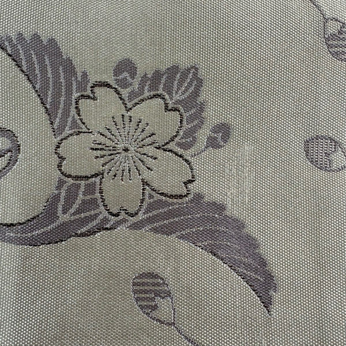 名古屋帶 秀品級櫻花 仙鶴 金絲 米色 純蠶絲