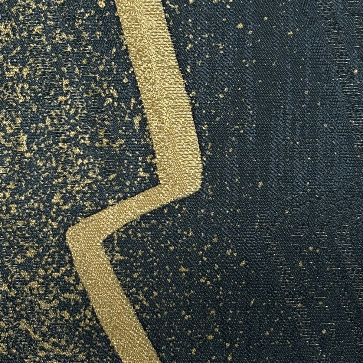 【美品】 袋帶 秀品級 幾何學 銀通綠 全通 純蠶絲