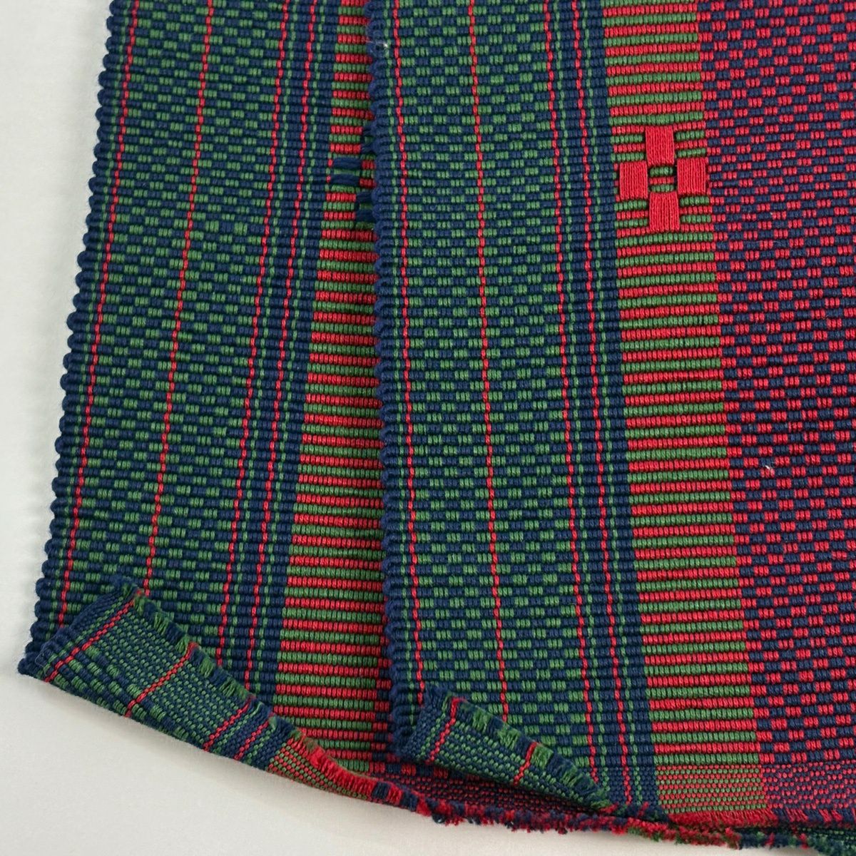 【美品】半幅帶 秀品級 條紋 幾何圖案 青綠 純蠶絲