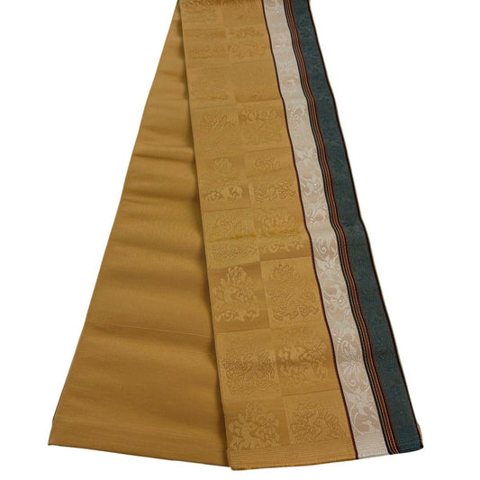 【美品】半幅帶 秀品級 證書齊全 博多織 縞地紋 山吹 純蠶絲