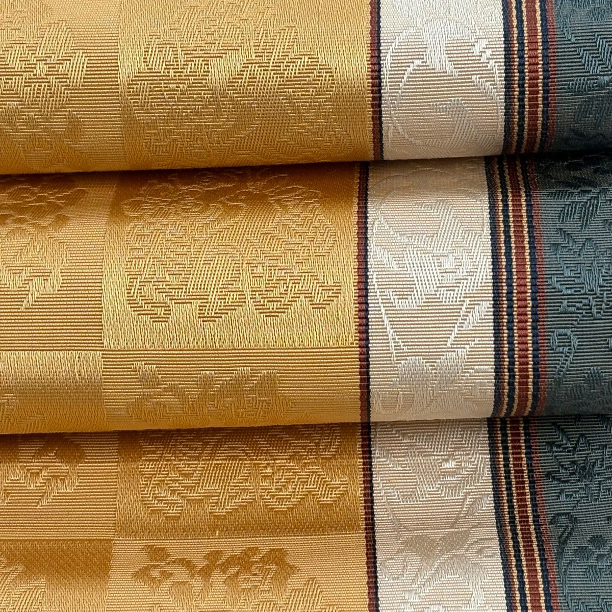 【美品】半幅帶 秀品級 證書齊全 博多織 縞地紋 山吹 純蠶絲