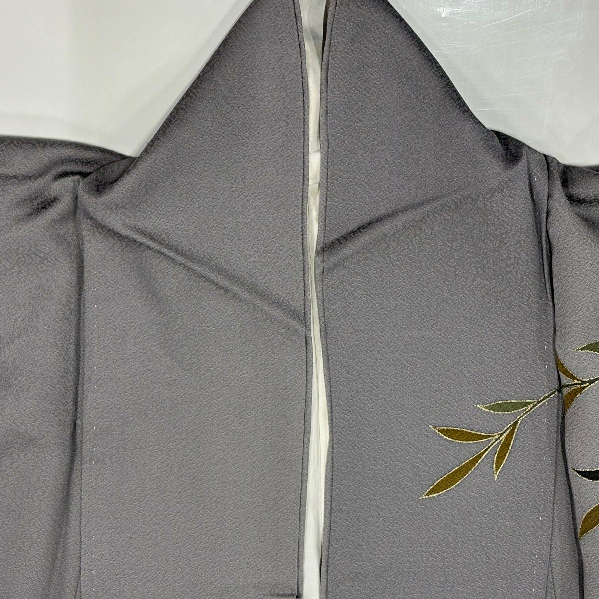 訪問服 身長152cm 袖長63cm S 雙層 雪輪 草花紋 金彩裝飾 染分 灰 純蠶絲 秀品級