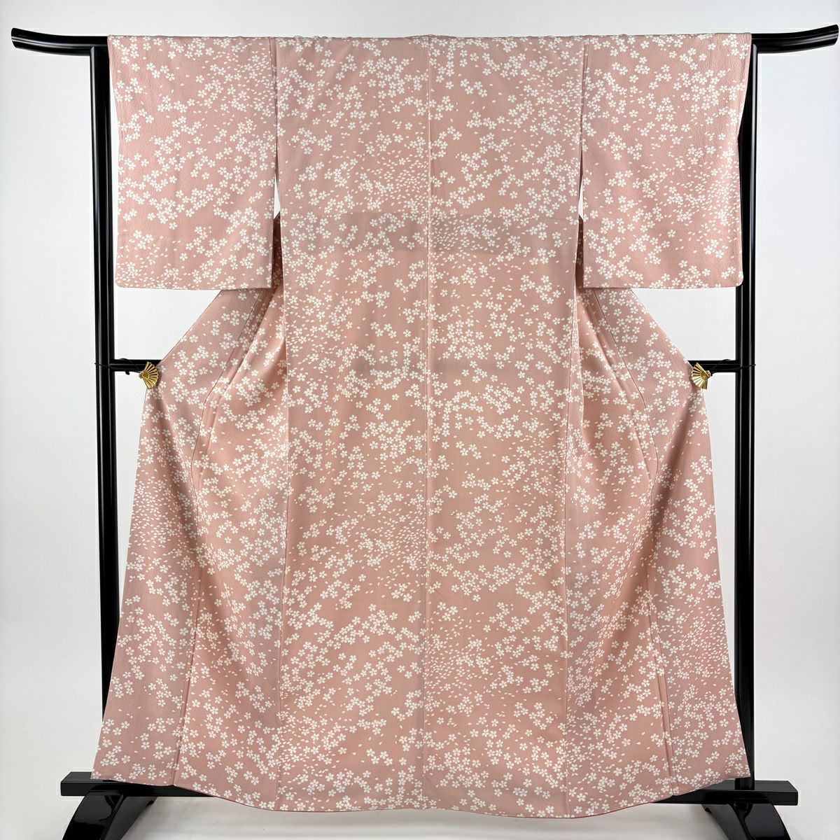 小紋 身長162cm 袖長65cm M 雙層櫻花花瓣 粉紅 純蠶絲 優品級