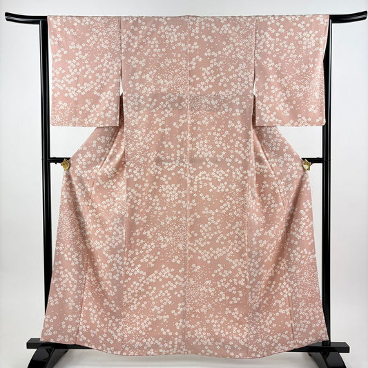 小紋 身長162cm 袖長65cm M 雙層櫻花花瓣 粉紅 純蠶絲 優品級