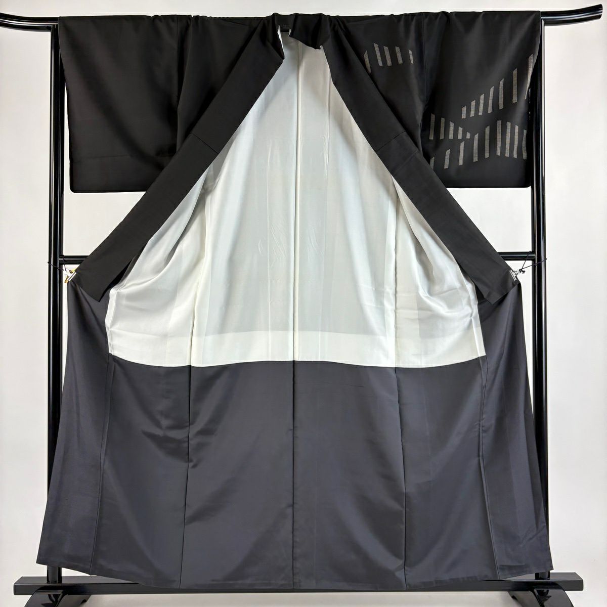 【美品】 付下 身長158.5cm 袖長66.5cm M 雙層 大島紬織地 證書附帶 幾何學圖案 焦茶 純蠶絲 優品級