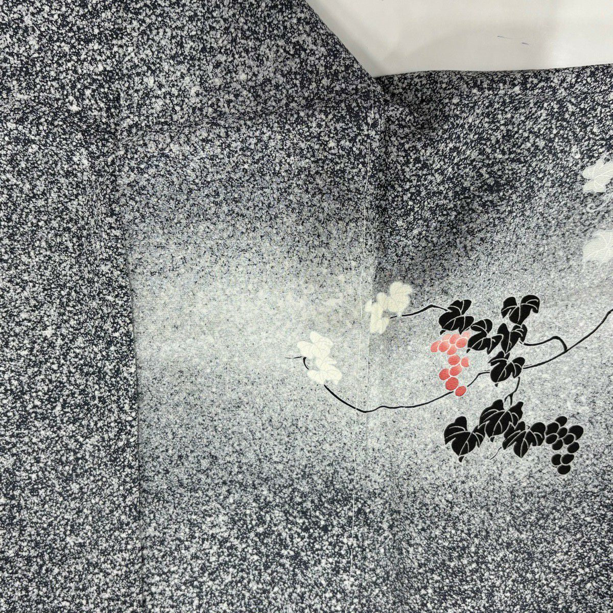 【美品】訪問服 身長159.5cm 袖長65cm M 雙層 葡萄 染分 ぼかし 黑灰 純蠶絲 秀品級