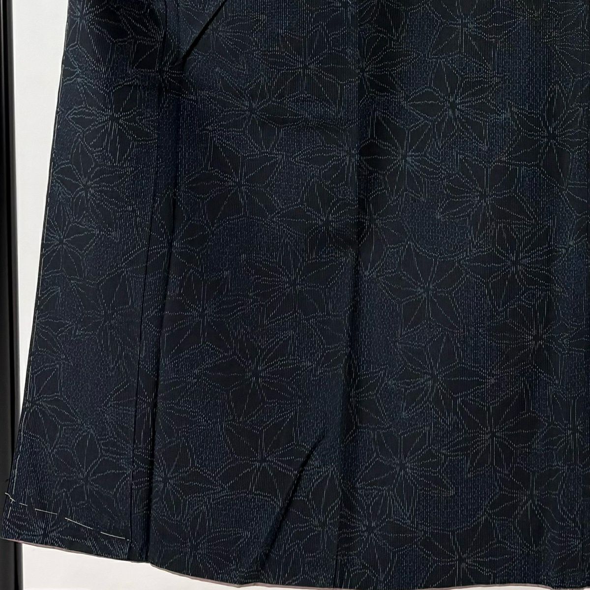【美品】 紬織織 身長151.5cm 袖長63cm S 雙層 花 深藍 純蠶絲 秀品級
