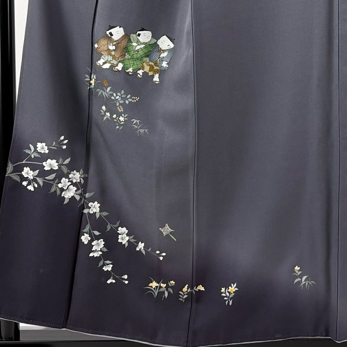 付下 身長157.5cm 袖長66cm M 雙層 童 枝花 金銀彩 漸層 灰紫 純蠶絲 優品級