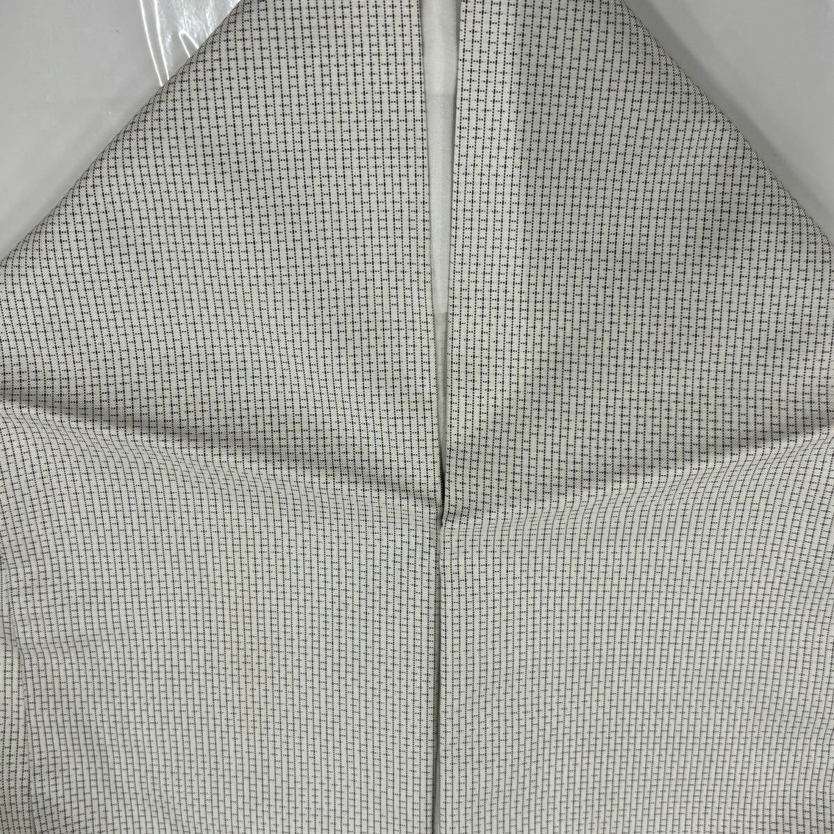 付下 身長159.5cm 袖長65cm M 雙層 紬織織 林淳一 落款あり 霞 縞 金絲 金金箔 灰白 純蠶絲 優品級