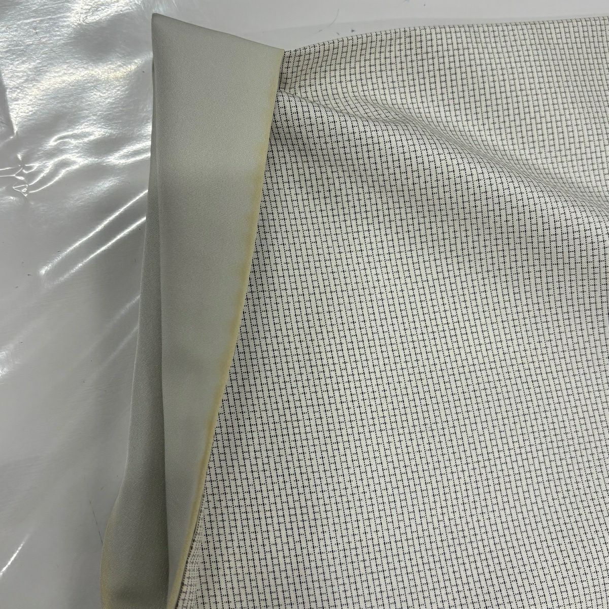 付下 身長159.5cm 袖長65cm M 雙層 紬織織 林淳一 落款あり 霞 縞 金絲 金金箔 灰白 純蠶絲 優品級
