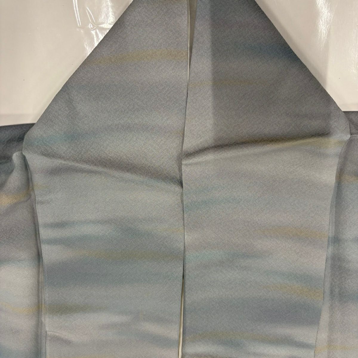 【美品】 小紋 身長153cm 袖長63cm S 雙層 霞 漸層 青灰 純蠶絲 優品級