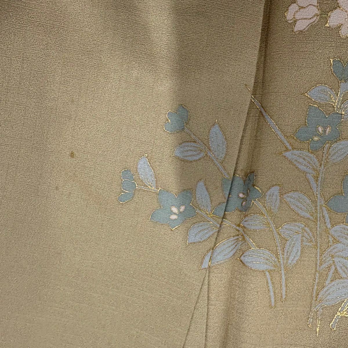 訪問服 身長152cm 袖長63.5cm S 雙層 菊花 桔梗 金銀彩 漸層 淺茶 純蠶絲 優品級